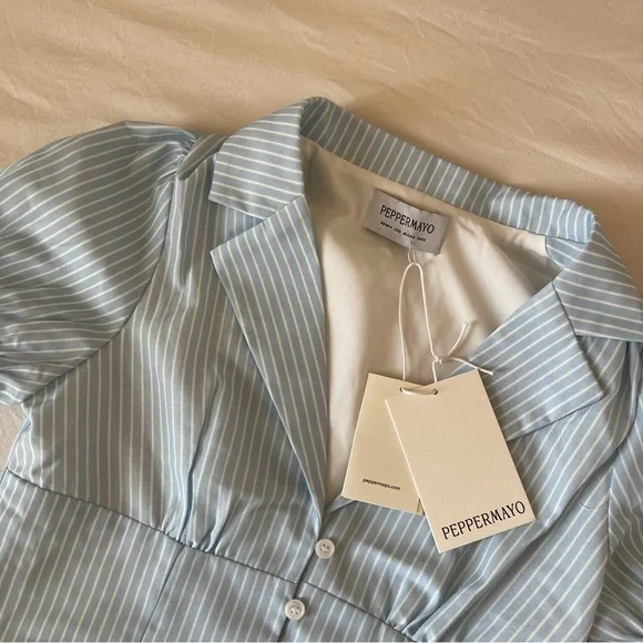 Brand New- Peppermayo Bennett Button Up Top in Blue White Stripe 🦋✨ - Picture 10 of 13